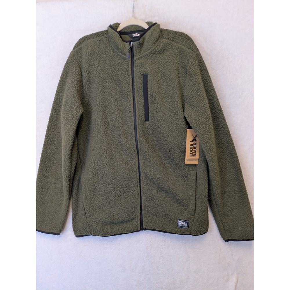 Eddie Bauer Men's Size M Snowcreek Jacket Grape Leaf Green Sherpa Fleece‎